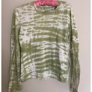 Reformation Eddie Long Sleeve Tee Pistachio Stripe Tie Dye Organic Cotton Size S